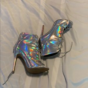 Holographic heel booties
